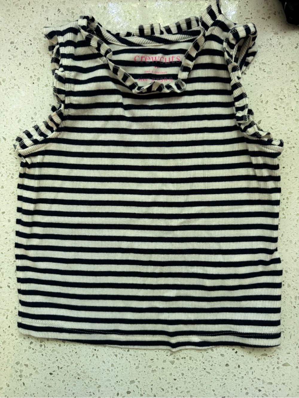 Crewcuts Black & White Striped Ruffle Tank Top